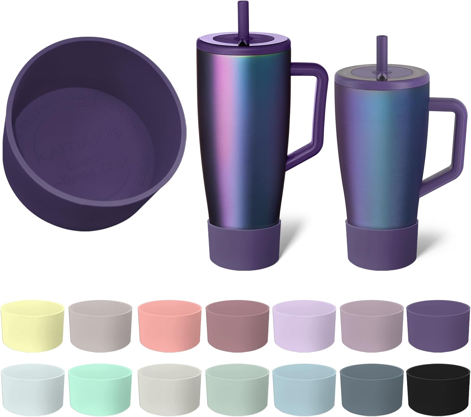 Silicone Boot Compatible with Brumate Era 40 oz 30 oz Tumbler, Anti-Slip Bottom Sleeve Cover Bumper, Scratch-Resistant Protective Accessories, BPA-Free (Dark Aura)