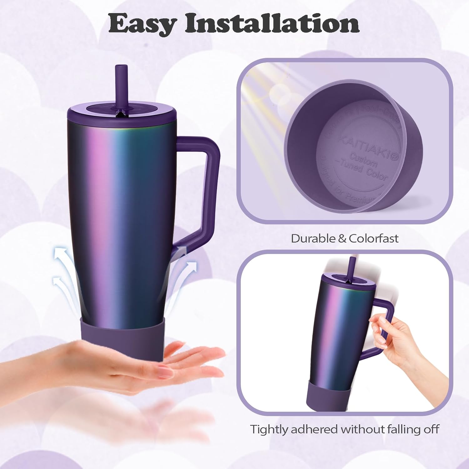 Silicone Boot Compatible with Brumate Era 40 oz 30 oz Tumbler, Anti-Slip Bottom Sleeve Cover Bumper, Scratch-Resistant Protective Accessories, BPA-Free (Dark Aura)