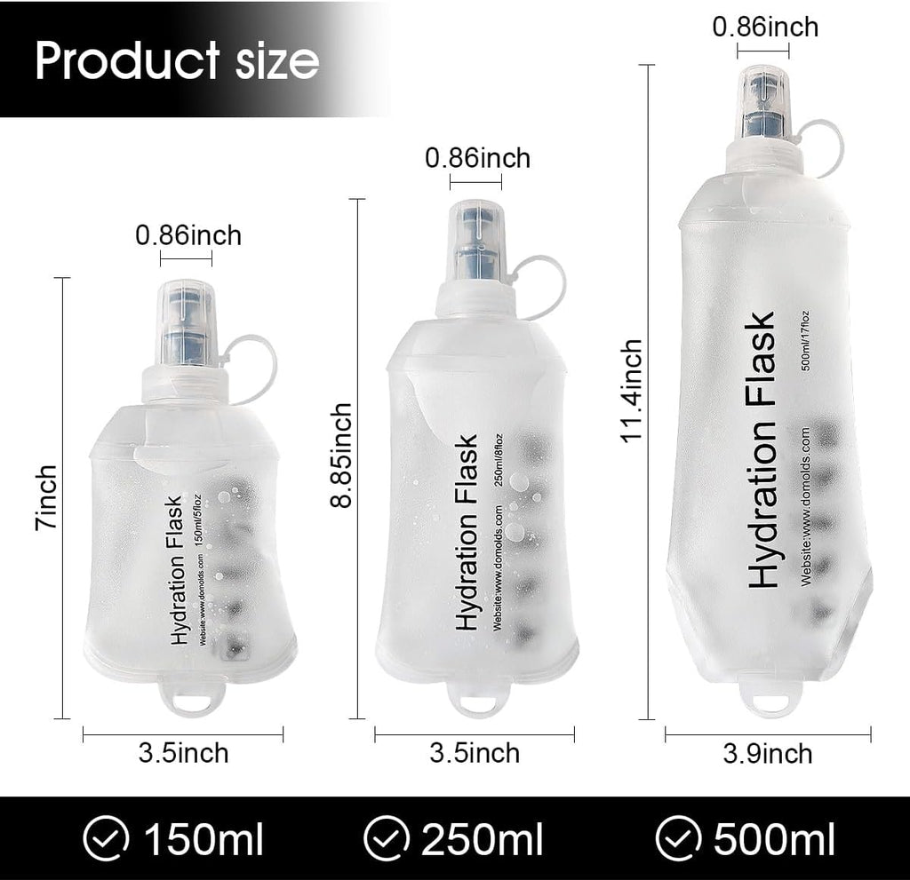 WILDREEDS 500ml Soft Flask, TPU Collapsible Soft Water Bottle for Hydration Pack, Running Vest, Folding Water Bottle for Hiking Cycling Climbing-1Pcs, White