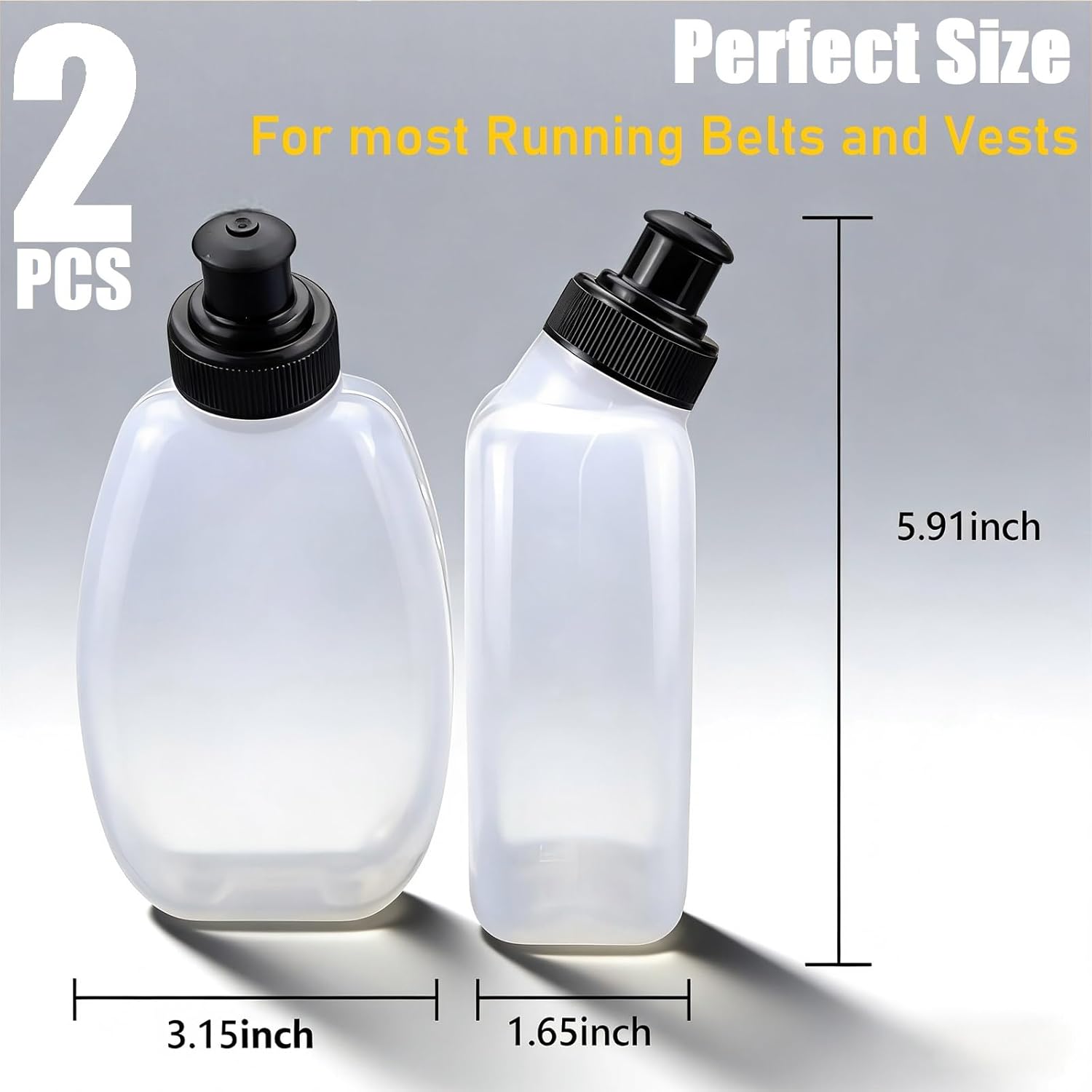 2x10oz BPA-Free Water Bottles for the Running Hydration Belt, Fuel Belts Replacement Bottle Set for Marathon Walking Hiking Cycling Trail Skiing（2 Pack）