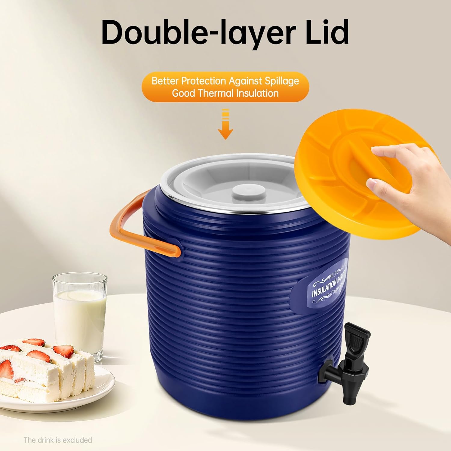 Stainless Steel Insulated Beverage Dispenser 6.6 Gallon with Spigot Double Walled Beverage Dispenser Insulated Thermal Hot and Cold Coffee Carafe Insulated Soup Pan Carrier for Party Tea, Milk, Water