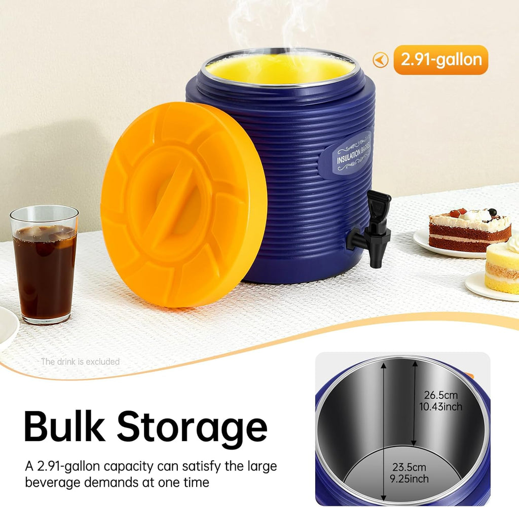 Stainless Steel Insulated Beverage Dispenser 6.6 Gallon with Spigot Double Walled Beverage Dispenser Insulated Thermal Hot and Cold Coffee Carafe Insulated Soup Pan Carrier for Party Tea, Milk, Water