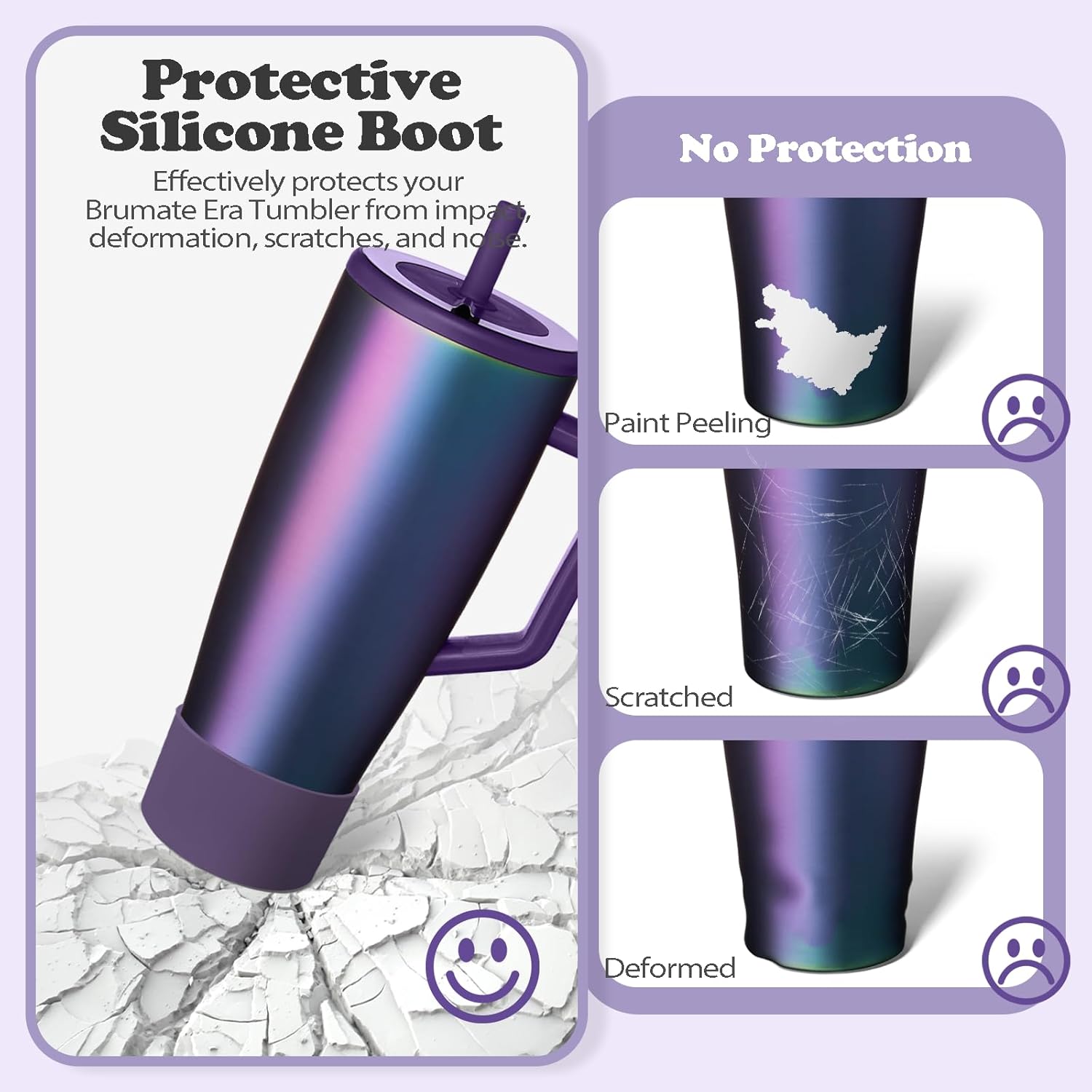 Silicone Boot Compatible with Brumate Era 40 oz 30 oz Tumbler, Anti-Slip Bottom Sleeve Cover Bumper, Scratch-Resistant Protective Accessories, BPA-Free (Dark Aura)