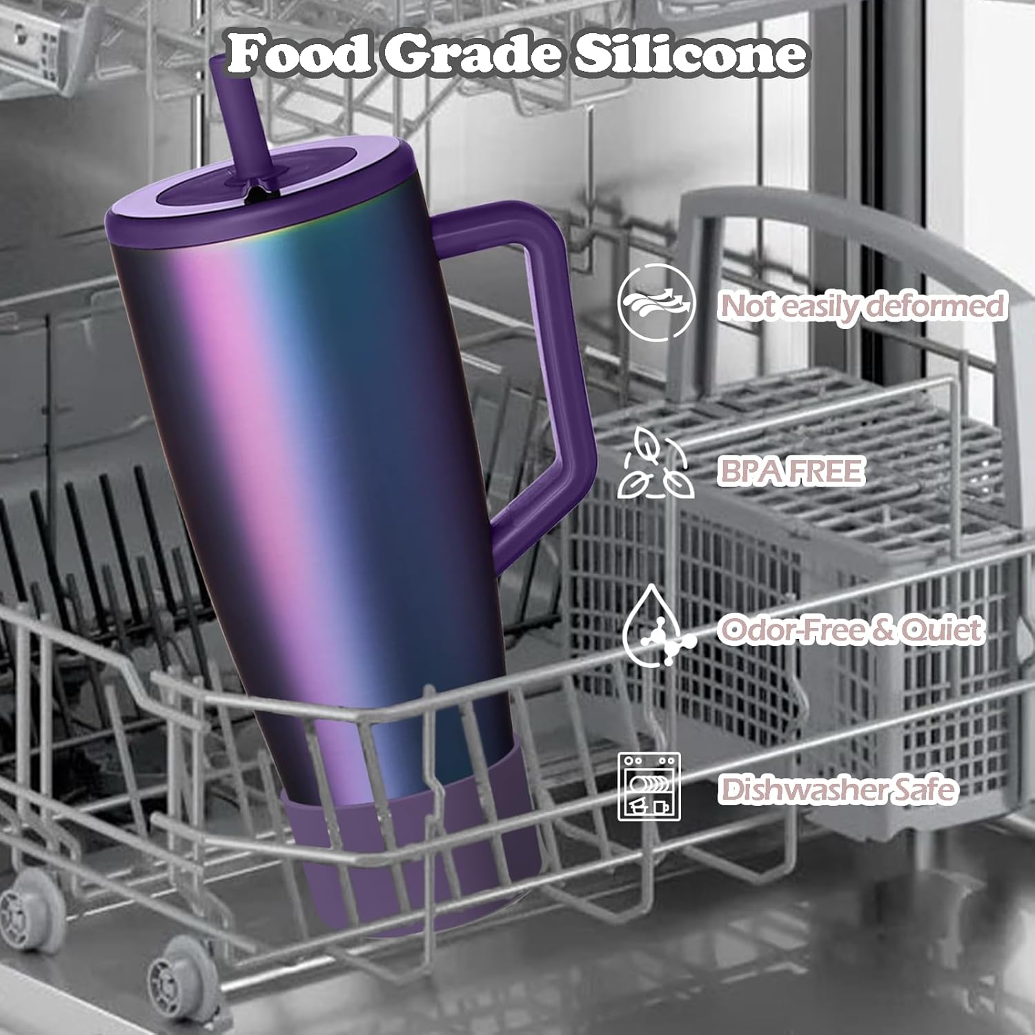 Silicone Boot Compatible with Brumate Era 40 oz 30 oz Tumbler, Anti-Slip Bottom Sleeve Cover Bumper, Scratch-Resistant Protective Accessories, BPA-Free (Dark Aura)