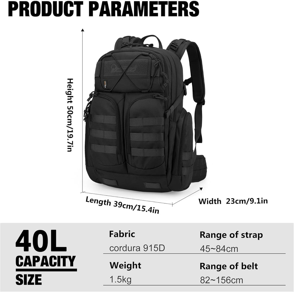 Mardingtop 40L Molle Tactical Backpack,Military backpack for Men, Cordura Backpack for Hiking,Camping,Hunting