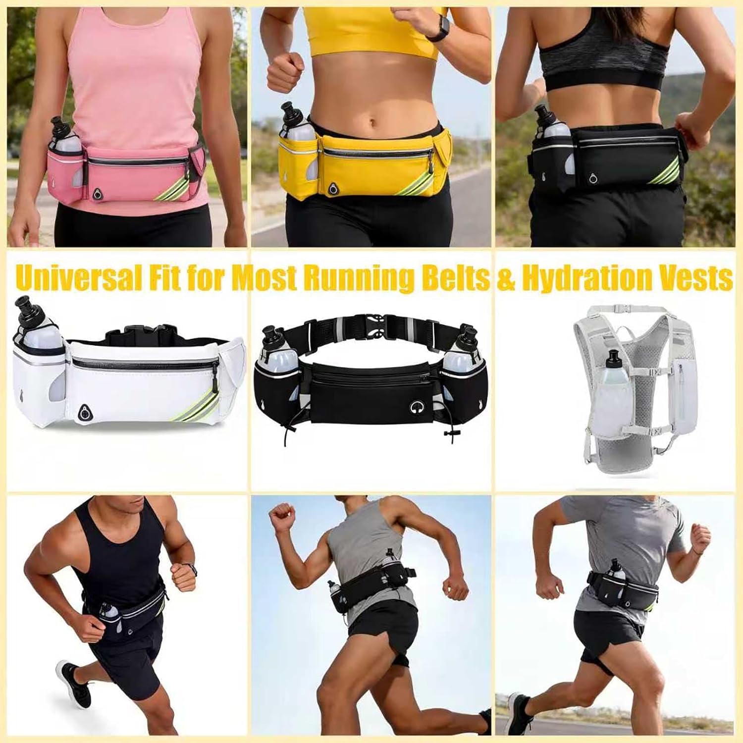 2x10oz BPA-Free Water Bottles for the Running Hydration Belt, Fuel Belts Replacement Bottle Set for Marathon Walking Hiking Cycling Trail Skiing（2 Pack）