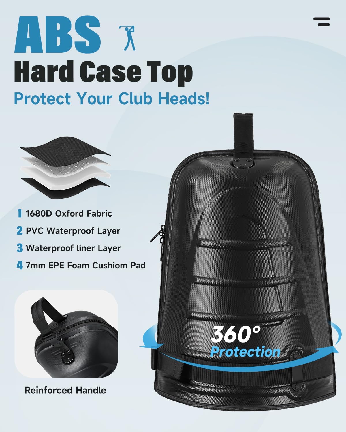 findway Golf Travel Bags, Golf Bag Travel Case for Airlines with Wheels, 1680D Heavy Duty Oxford and ABS Hard Case Top, Lightweight and Foldable