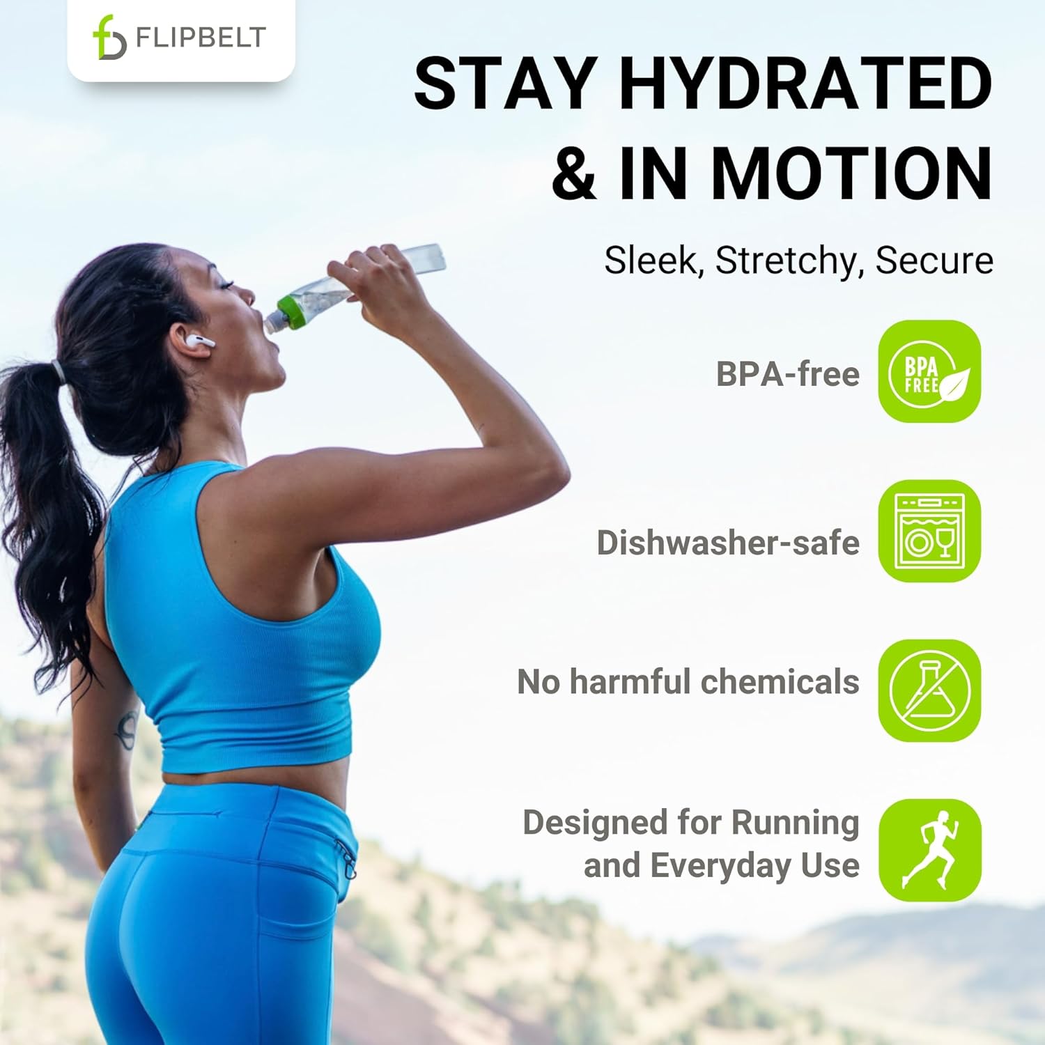 FlipBelt Portable Lightweight Running Water Bottle